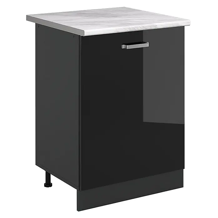Küchenunterschrank R-Line 60 cm Schwarz Hochglanz Art.-Nr. 72073 - 