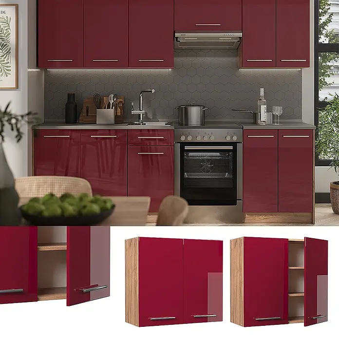 Hängeschrank Fame-Line 80 cm Bordeaux Hochglanz Art.-Nr. 62816 - 