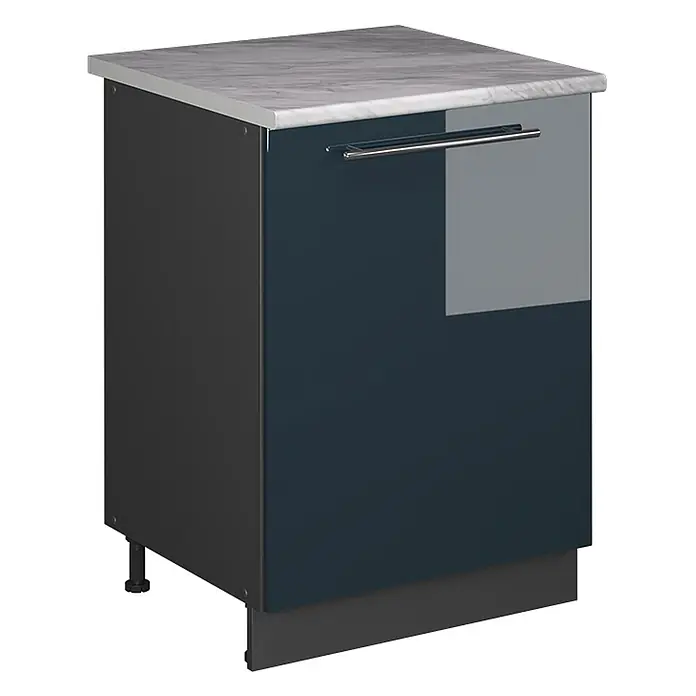 Küchenunterschrank Fame-Line 60 cm Dunkelblau Hochglanz Art.-Nr. 65176 - 