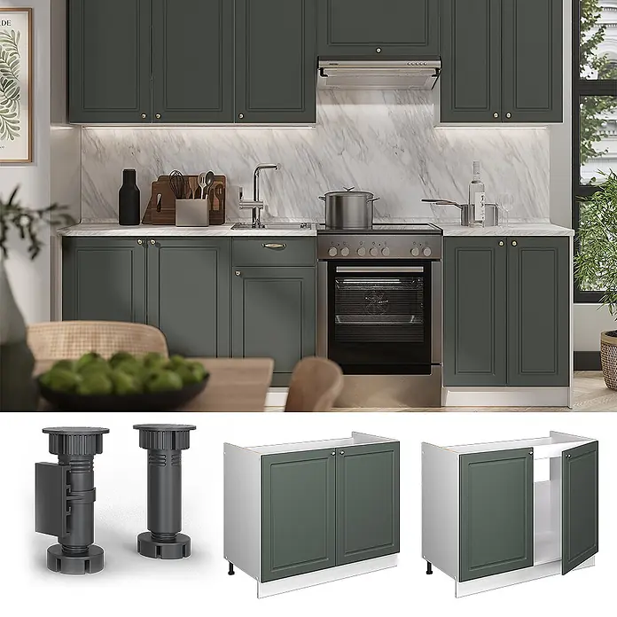 Spülenunterschrank Fame-Line 100 cm Grün-Gold Landhaus Art.-Nr. 61911 - 