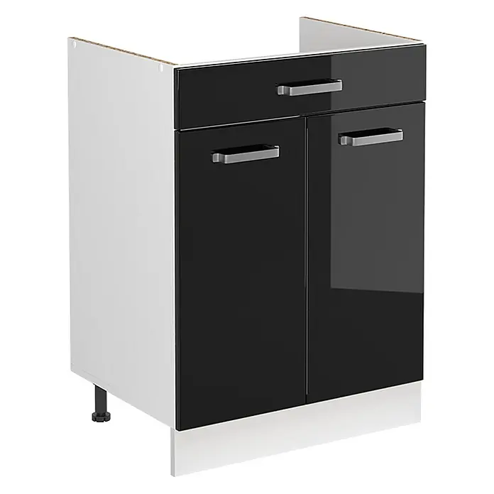 Spülenunterschrank R-Line 60 cm Schwarz Hochglanz Art.-Nr. 73023 - 
