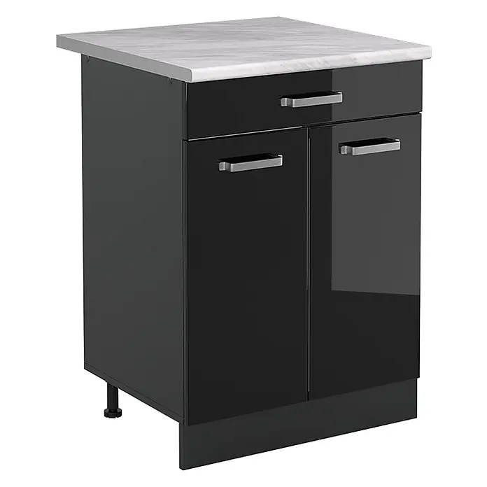 Küchenunterschrank R-Line 60 cm Schwarz Hochglanz Art.-Nr. 61129 - 