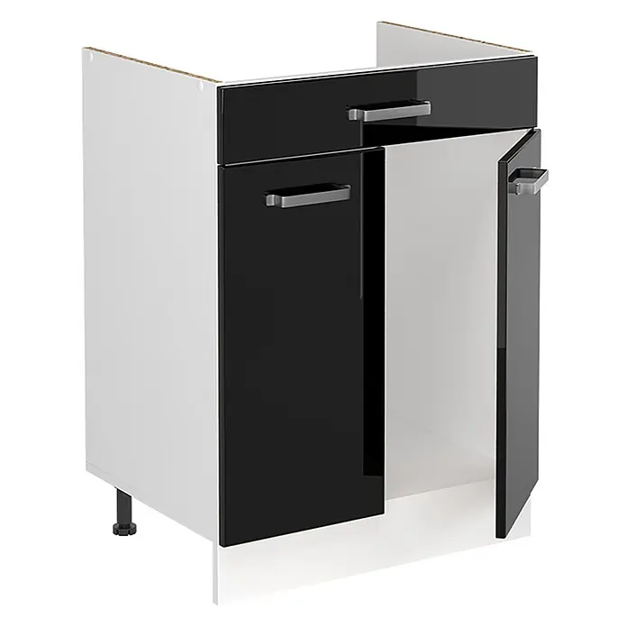 Spülenunterschrank R-Line 60 cm Schwarz Hochglanz Art.-Nr. 73023 - 