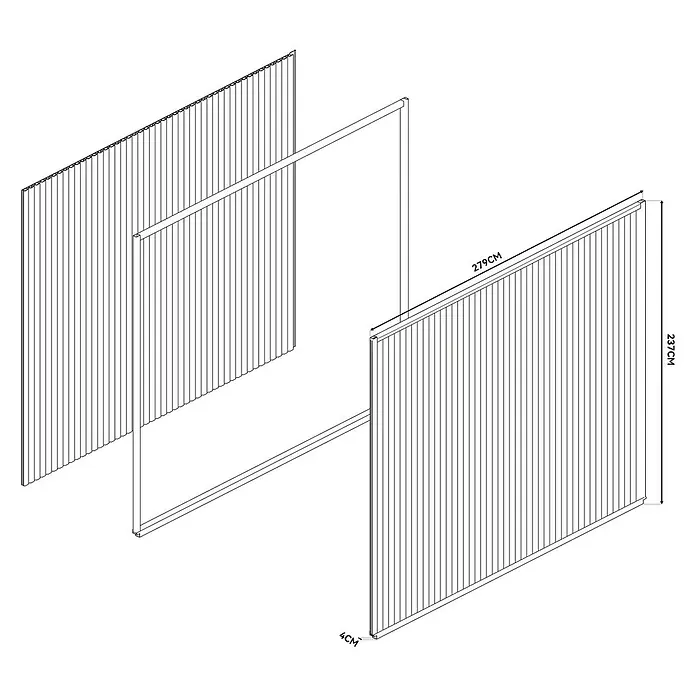 Weide Sichtschutzwand WPC/Alu 3 m x 4 cm x H 236 cm Ivory-Sand/Anthrazit - 