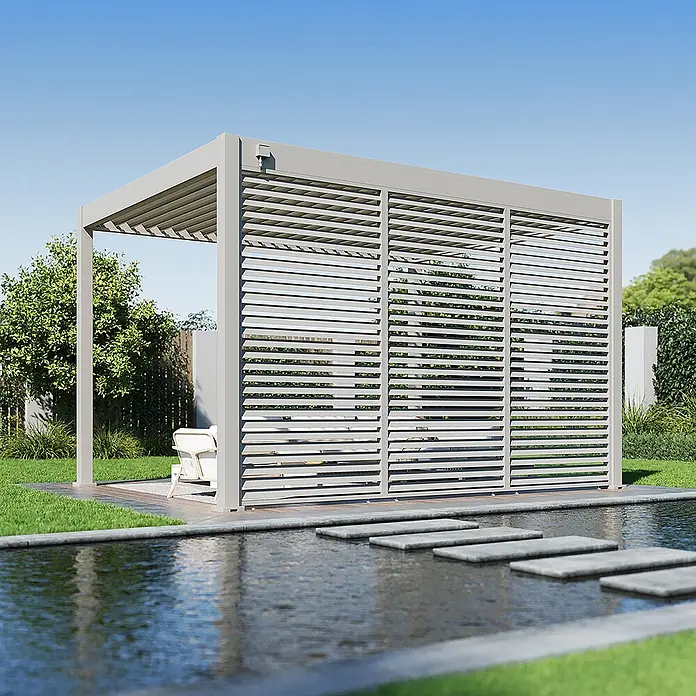 Weide Lamellenwand Horizontal Alu 1,13 m x 6 cm x H 234 cm Ivory-Sand - 