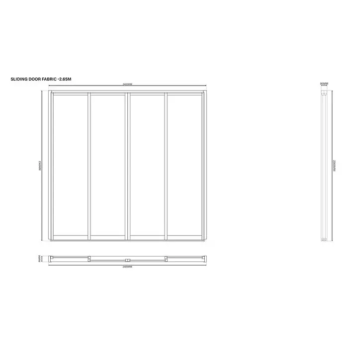 Weide Slim Frame Schiebepaneel Textil 2,65 m x 9,5 cm x H 235 cm Anthrazit - 