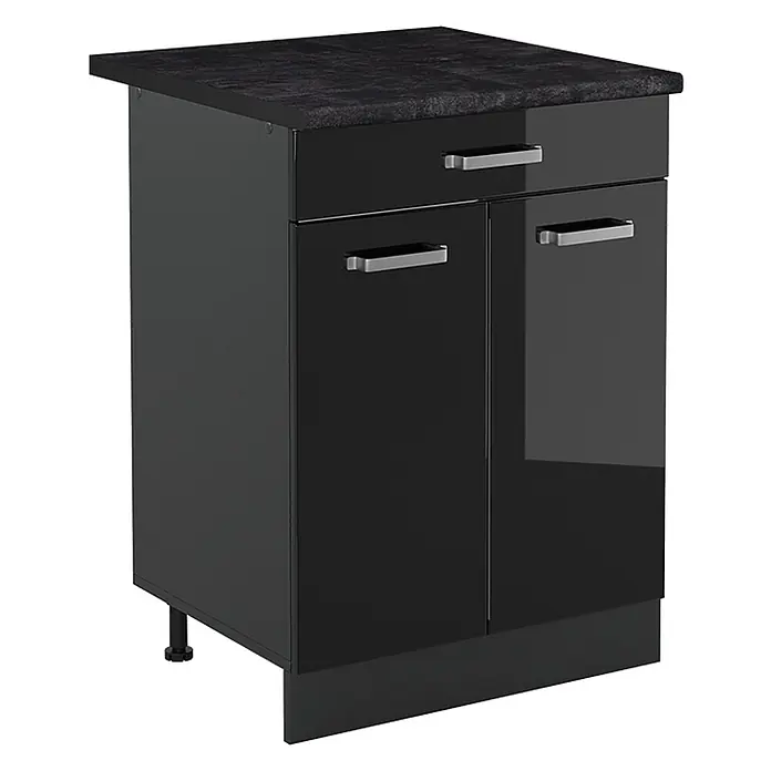 Küchenunterschrank R-Line 60 cm Schwarz Hochglanz Art.-Nr. 61127 - 