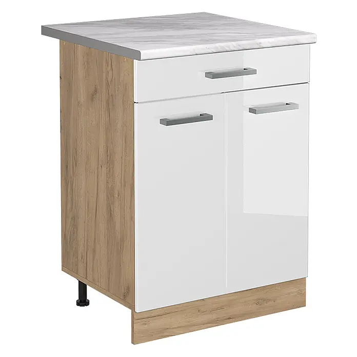 Küchenunterschrank R-Line 60 cm Weiß Hochglanz Art.-Nr. 61229 - 