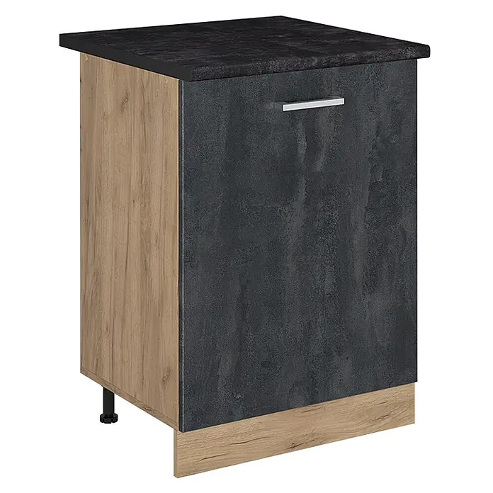 Küchenunterschrank R-Line 60 cm Schwarz Beton Art.-Nr. 72191 - 