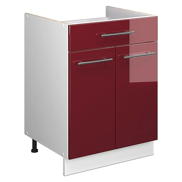Küchenunterschrank Fame-Line 60 cm Bordeaux Hochglanz Art.-Nr. 60952 - 