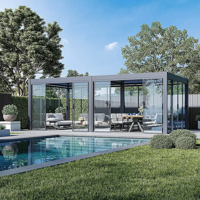 Weide Slim Frame Schiebepaneel Glas für Pergola 3.6 Meter Anthrazit - 