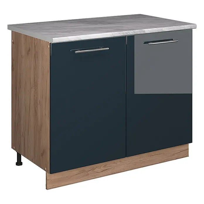 Spülenunterschrank Fame-Line 100 cm Dunkelblau Hochglanz Art.-Nr. 61970 - 