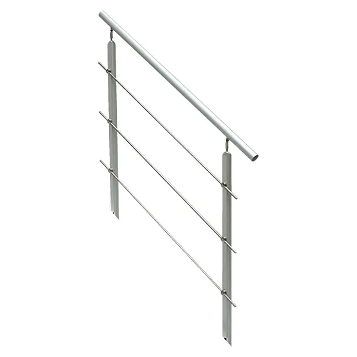 Treba Frewa Alaska Treppengeländer - Anzahl Steigungen: 6 Stk., Aluminium - Geländer mit Edelstahl-Handlauf und horizontalen Edelstahlseilen, moderne und minimalistische Optik.