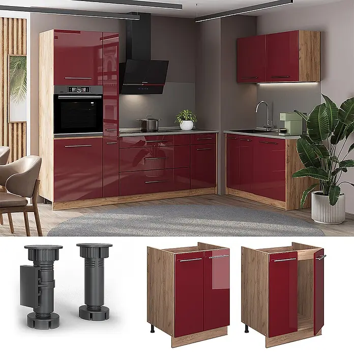 Spülenunterschrank Fame-Line 60 cm Bordeaux Hochglanz Art.-Nr. 65225 - 