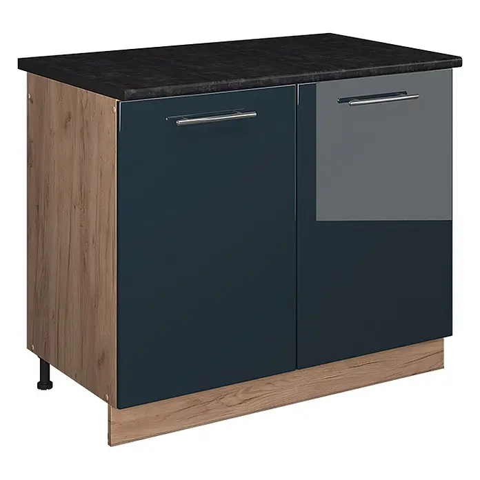 Spülenunterschrank Fame-Line 100 cm Dunkelblau Hochglanz Art.-Nr. 61968 - 