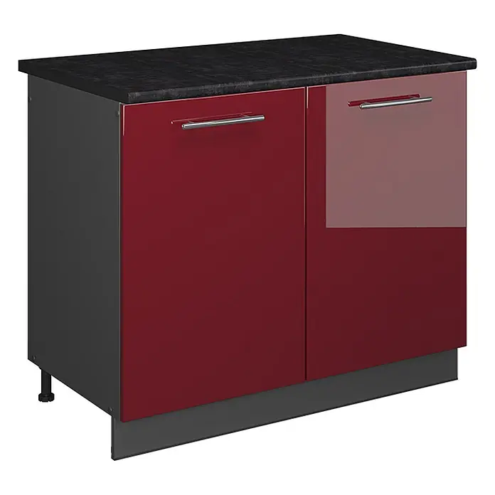Spülenunterschrank Fame-Line 100 cm Bordeaux Hochglanz Art.-Nr. 61944 - 
