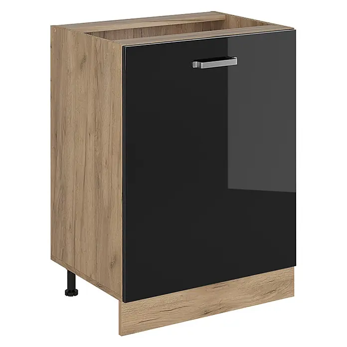 Küchenunterschrank R-Line 60 cm Schwarz Hochglanz Art.-Nr. 72198 - 