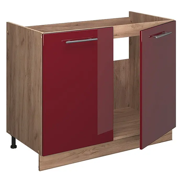 Spülenunterschrank Fame-Line 100 cm Bordeaux Hochglanz Art.-Nr. 61971 - 