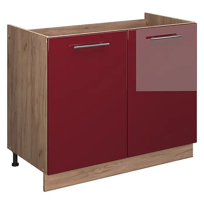 Spülenunterschrank Fame-Line 100 cm Bordeaux Hochglanz Art.-Nr. 61610 - 