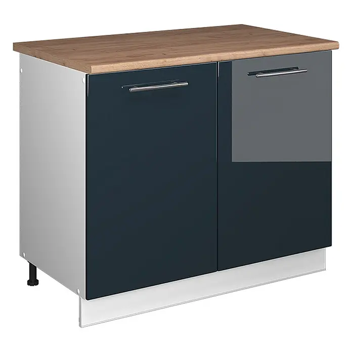Spülenunterschrank Fame-Line 100 cm Dunkelblau Hochglanz Art.-Nr. 61915 - 