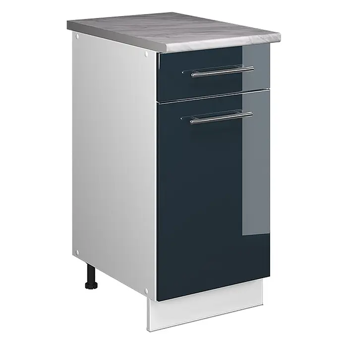 Küchenunterschrank Fame-Line 40 cm Dunkelblau Hochglanz Art.-Nr. 60927 - 