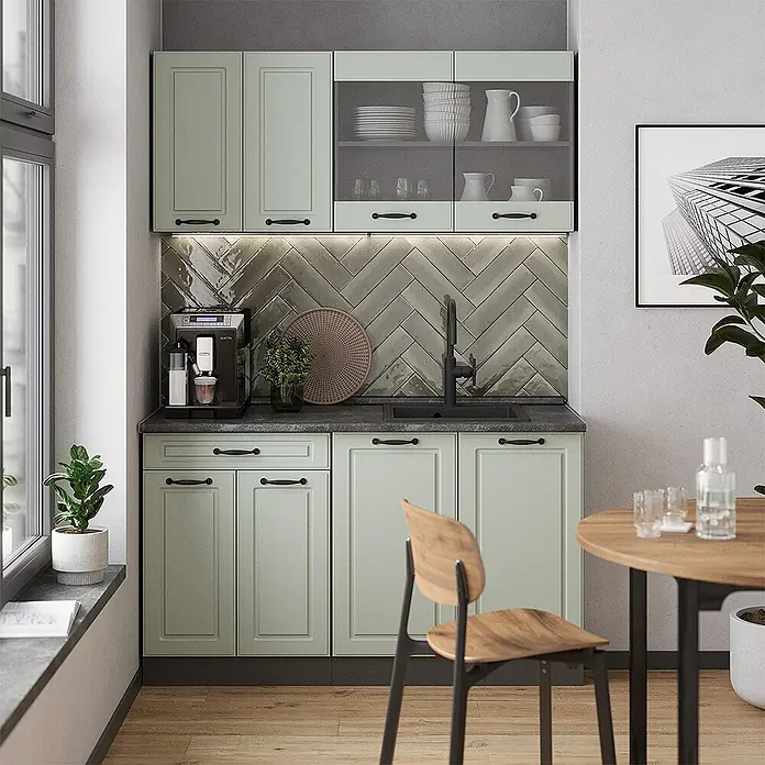 Singleküche R-Line 140 cm Mint Landhaus Art.-Nr. 71027 - 