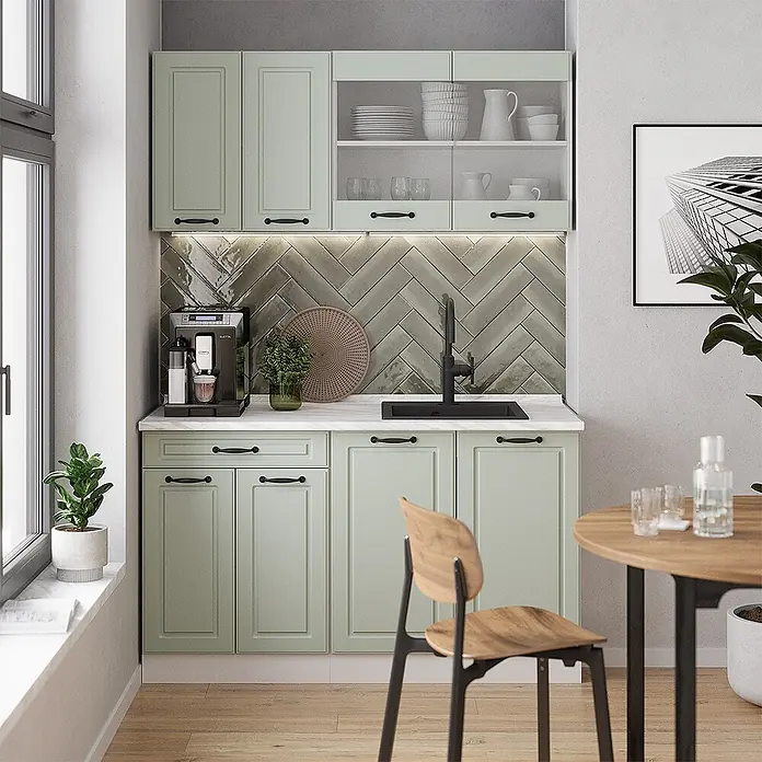 Singleküche R-Line 140 cm Mint Landhaus Art.-Nr. 71042 - 