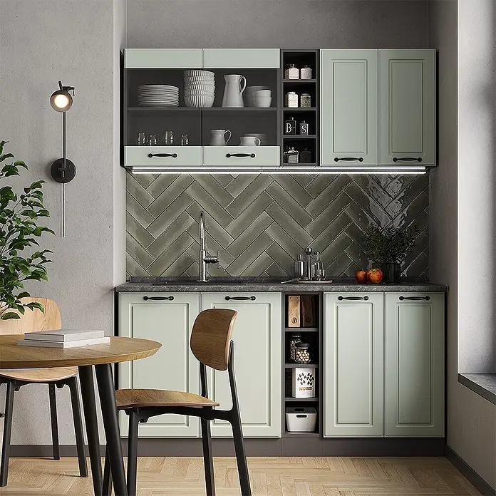 Singleküche R-Line 160 cm Mint Landhaus Art.-Nr. 71003 - 