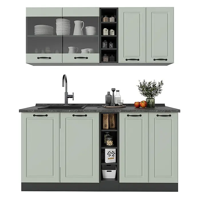 Singleküche R-Line 160 cm Mint Landhaus Art.-Nr. 71003 - 