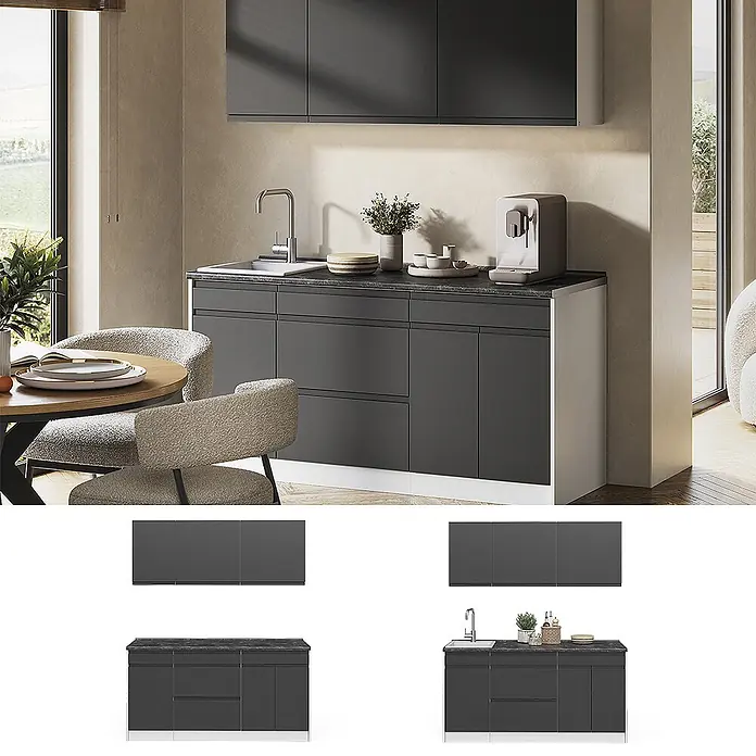 Singleküche R-Line 160 cm Anthrazit Art.-Nr. 70564 - 