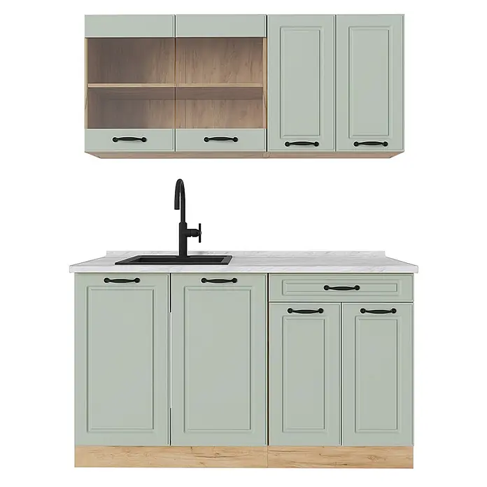 Singleküche R-Line 140 cm Mint Landhaus Art.-Nr. 71034 - 