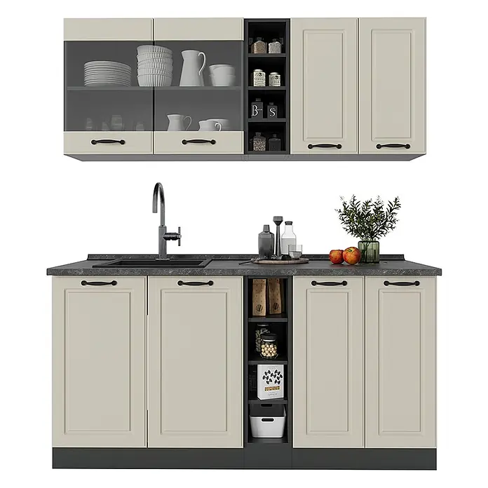 Singleküche R-Line 160 cm Sand Landhaus Art.-Nr. 71004 - 