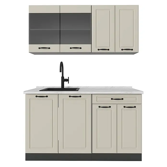 Singleküche R-Line 140 cm Sand Landhaus Art.-Nr. 71030 - 
