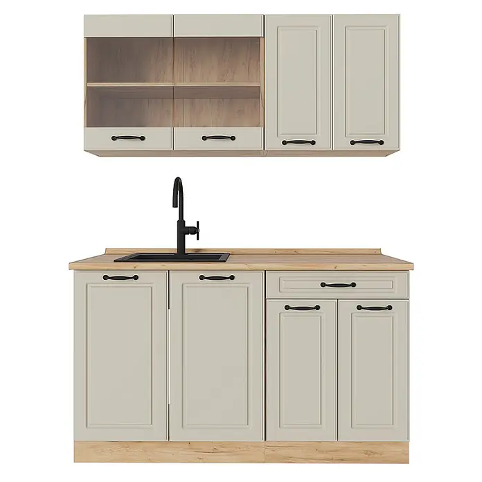 Singleküche R-Line 140 cm Sand Landhaus Art.-Nr. 71037 - 