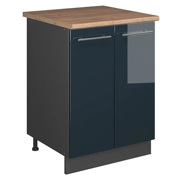 Spülenunterschrank Fame-Line 60 cm Dunkelblau Hochglanz Art.-Nr. 65278 - 