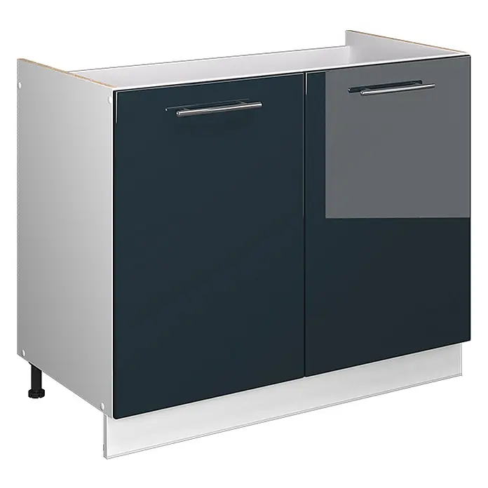 Spülenunterschrank Fame-Line 100 cm Dunkelblau Hochglanz Art.-Nr. 61591 - 