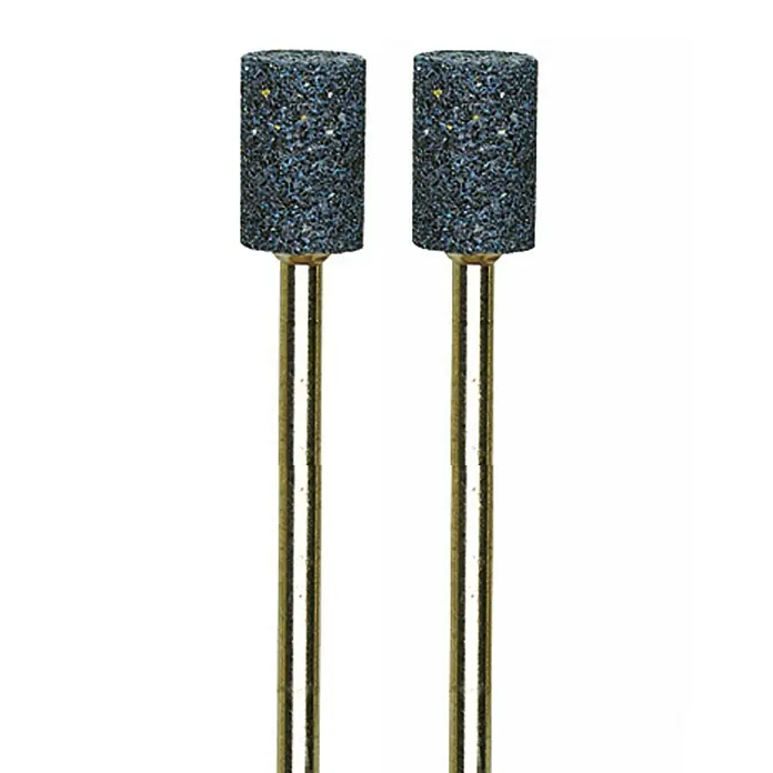 Proxxon Muelas de corindón refinado N.º 28781 - 8 mm, 3 ud. - Dos piedras de amolar cilíndricas con ejes dorados. Ideal para pulir y rectificar diversos materiales.