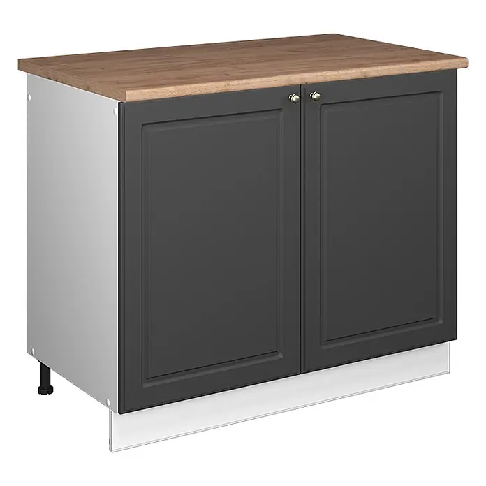 Spülenunterschrank Fame-Line 100 cm Anthrazit-Gold Landhaus Art.-Nr. 61900 - 