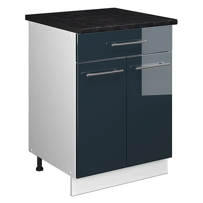 Küchenunterschrank Fame-Line 60 cm Dunkelblau Hochglanz Art.-Nr. 60978 - 