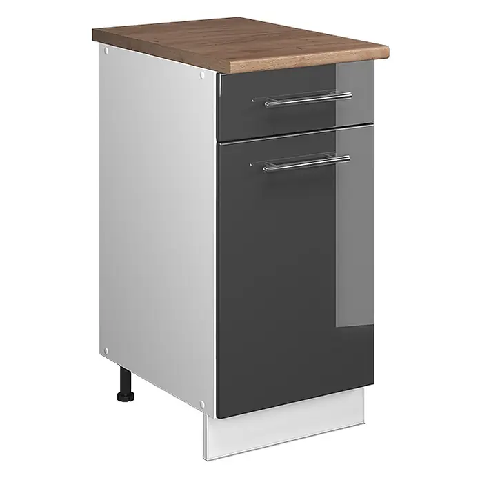 Küchenunterschrank Fame-Line 40 cm Anthrazit Hochglanz Art.-Nr. 60900 - 