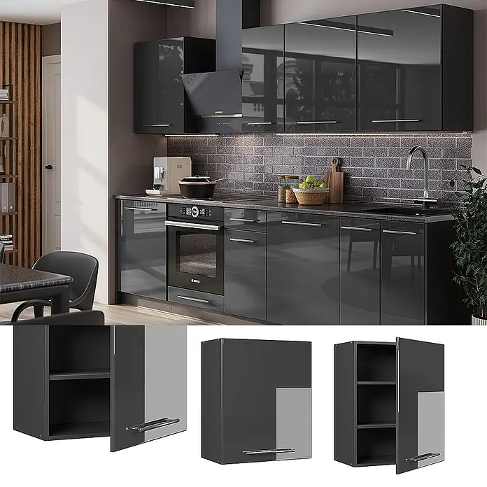 Hängeschrank Fame-Line 60 cm Anthrazit Hochglanz Art.-Nr. 62843 - 