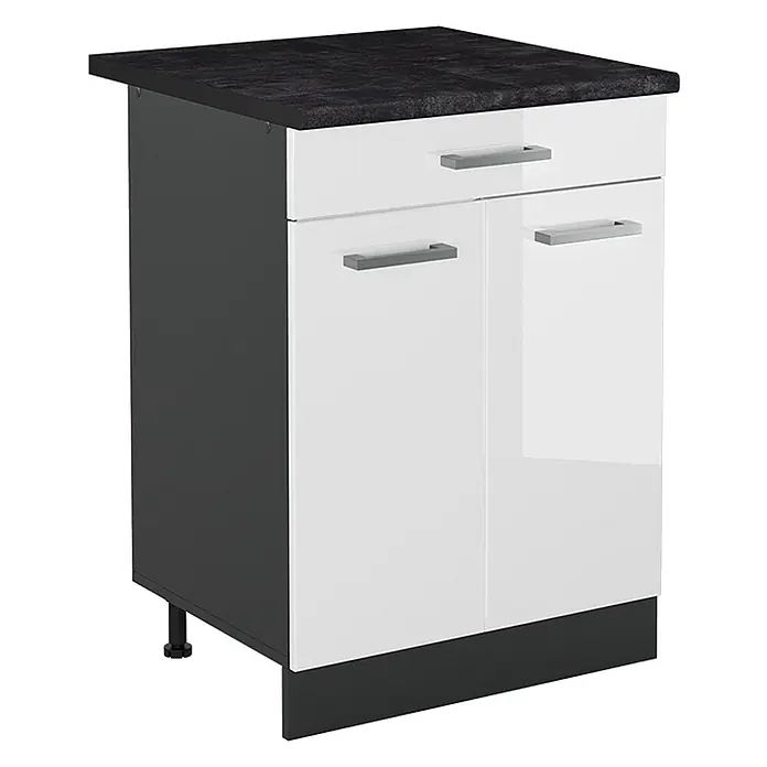 Küchenunterschrank R-Line 60 cm Weiß Hochglanz Art.-Nr. 61131 - 