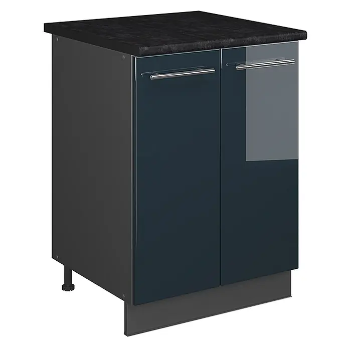 Spülenunterschrank Fame-Line 60 cm Dunkelblau Hochglanz Art.-Nr. 65277 - 