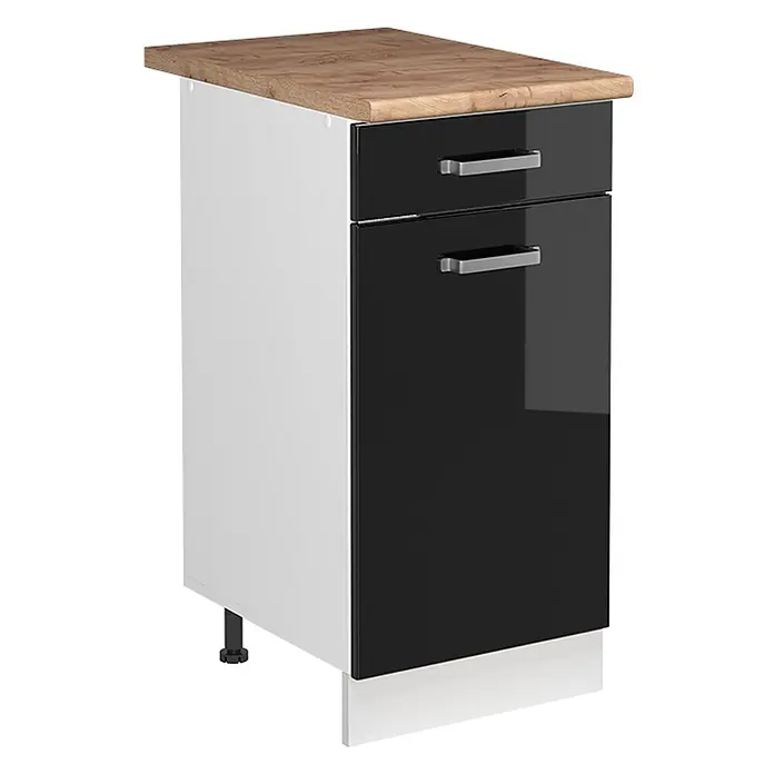 Spülenunterschrank R-Line 40 cm Schwarz Hochglanz Art.-Nr. 72893 - 