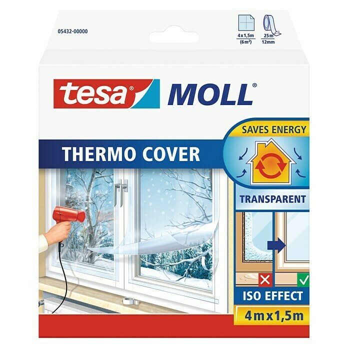 Tesa MOLL Fensterisolierfolie Thermo Cover4 x 1,5 m, Farblos Front View