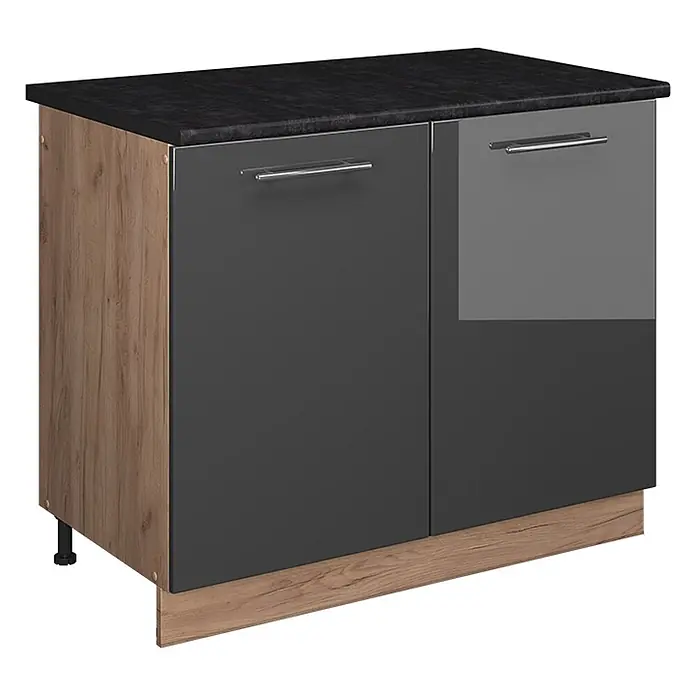 Spülenunterschrank Fame-Line 100 cm Anthrazit Hochglanz Art.-Nr. 61956 - 