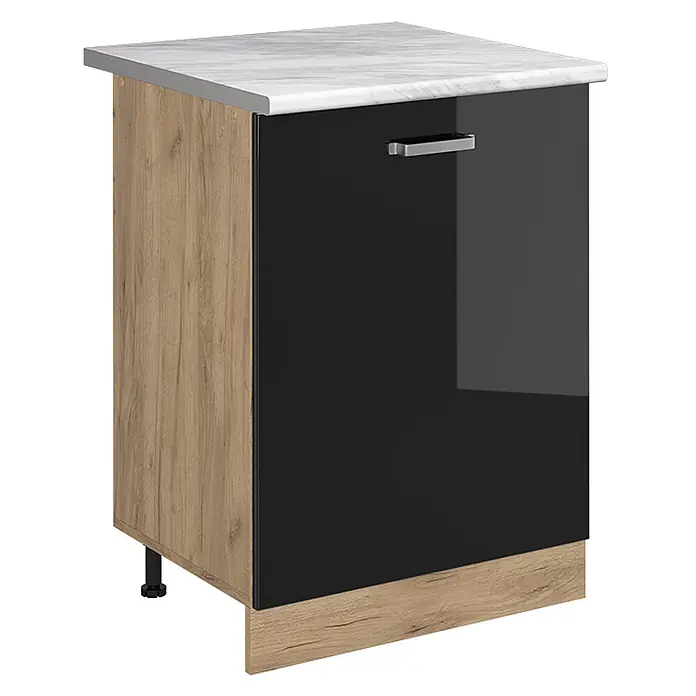 Küchenunterschrank R-Line 60 cm Schwarz Hochglanz Art.-Nr. 72201 - 