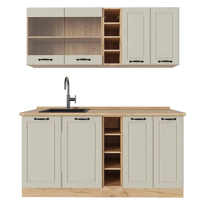 Singleküche R-Line 160 cm Sand Landhaus Art.-Nr. 71013 - 