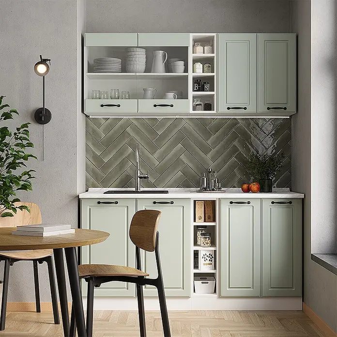 Singleküche R-Line 160 cm Mint Landhaus Art.-Nr. 71018 - 