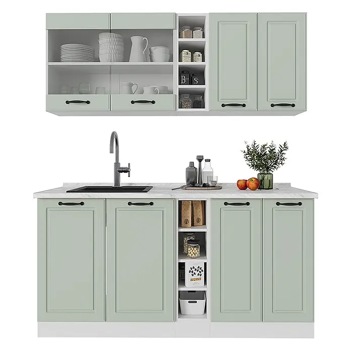 Singleküche R-Line 160 cm Mint Landhaus Art.-Nr. 71018 - 